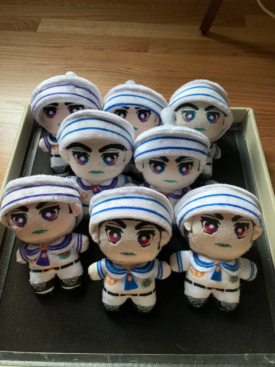 Eight plush toys in sailor outfits